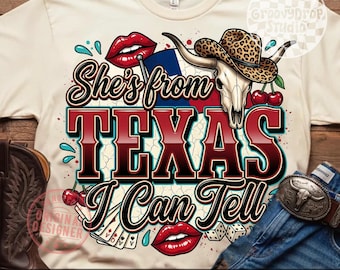 She’s from Texas Country Leopard State Png, She's From TX Coquette Leopard State Pride Png, Texas Cowgirl County Side Png
