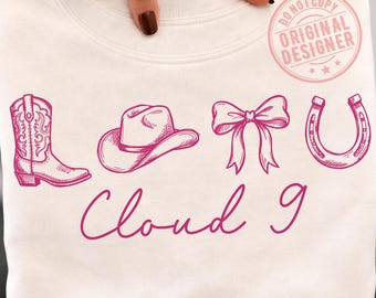 Cloud 9 Western Png, Pink Western Country Png, Coquette Bow Country Concert Png, Cloud 9 Tour Png,  Trending Popular Country Concert Png