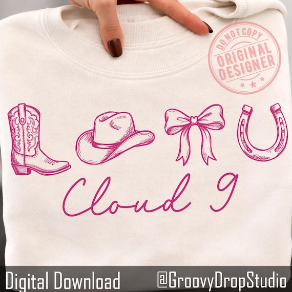 Cloud 9 Western Png, Pink Western Country Png, Coquette Bow Country Concert Png, Cloud 9 Tour Png,  Trending Popular Country Concert Png