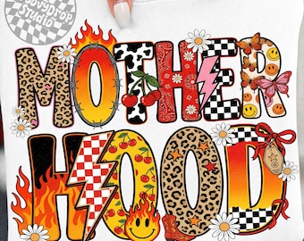 Motherhood Preppy Checkered Y2K Grunge Png, Mom Life Png, Motherhood Coquette Bow Png, Trendy Mama Png Lightning Bolt Cherry Y2K Grunge Mom