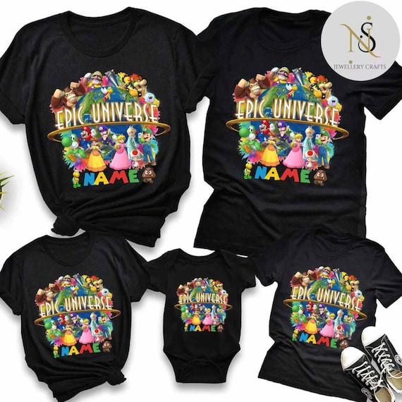 Personalized Super Mario Epic Universe Shirt, Mario Luigi Princess Peach Epic Universe Family Matching, It's Epic Trip 2025, Epic Group Tee