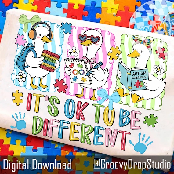 It’s Ok To Be Different Autism Goose PNG, Autism Acceptance Png, Neurodiversity Awareness, Silly Goose PNG, SPED Teacher Png