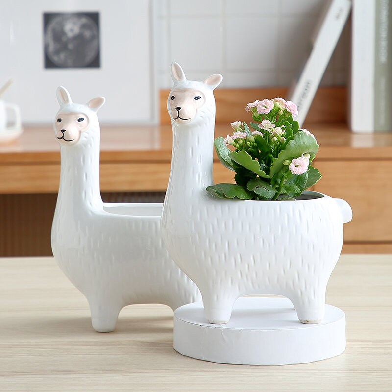 Handmade Ceramic Alpaca Design Planter Gifts for Him or Her -