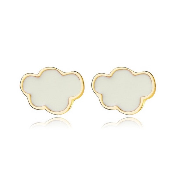 Golden Hour Cloud Stud Dainty Earrings Brand New Gift Birthday Fun Minimalist White Gold Valentines Day