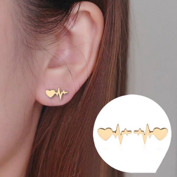 Same Day Shipping! EKG Stud Earrings Nurses Doctors Cardiologist Heart Nurses Appreciation RN CNA Gift Birthday Job Career Graduation