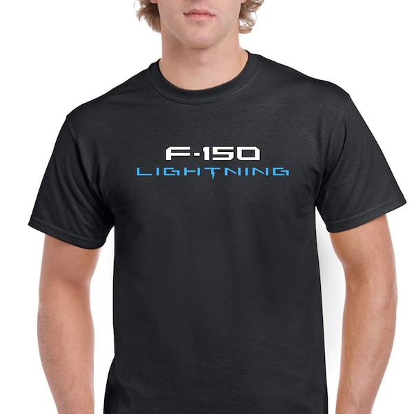 Ford F-150 Lightning Lover tshirt \ printed on Gildan shirts,  F150 Lightning Electric EV Truck electric blue Lightning Bolt