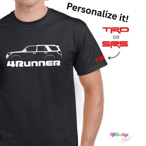 T-shirt 4Runner TRD OU SR5 sur les deux manches pour Toyota 4Runner sur les chemises en tissu doux Gildan, chemises pour amateurs de tout-terrain Toyota 4 coureurs