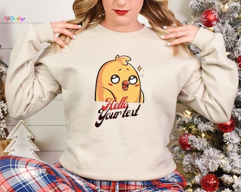 Kawaii Chibi Yellow Bird Sweatshirt - Personalized Text