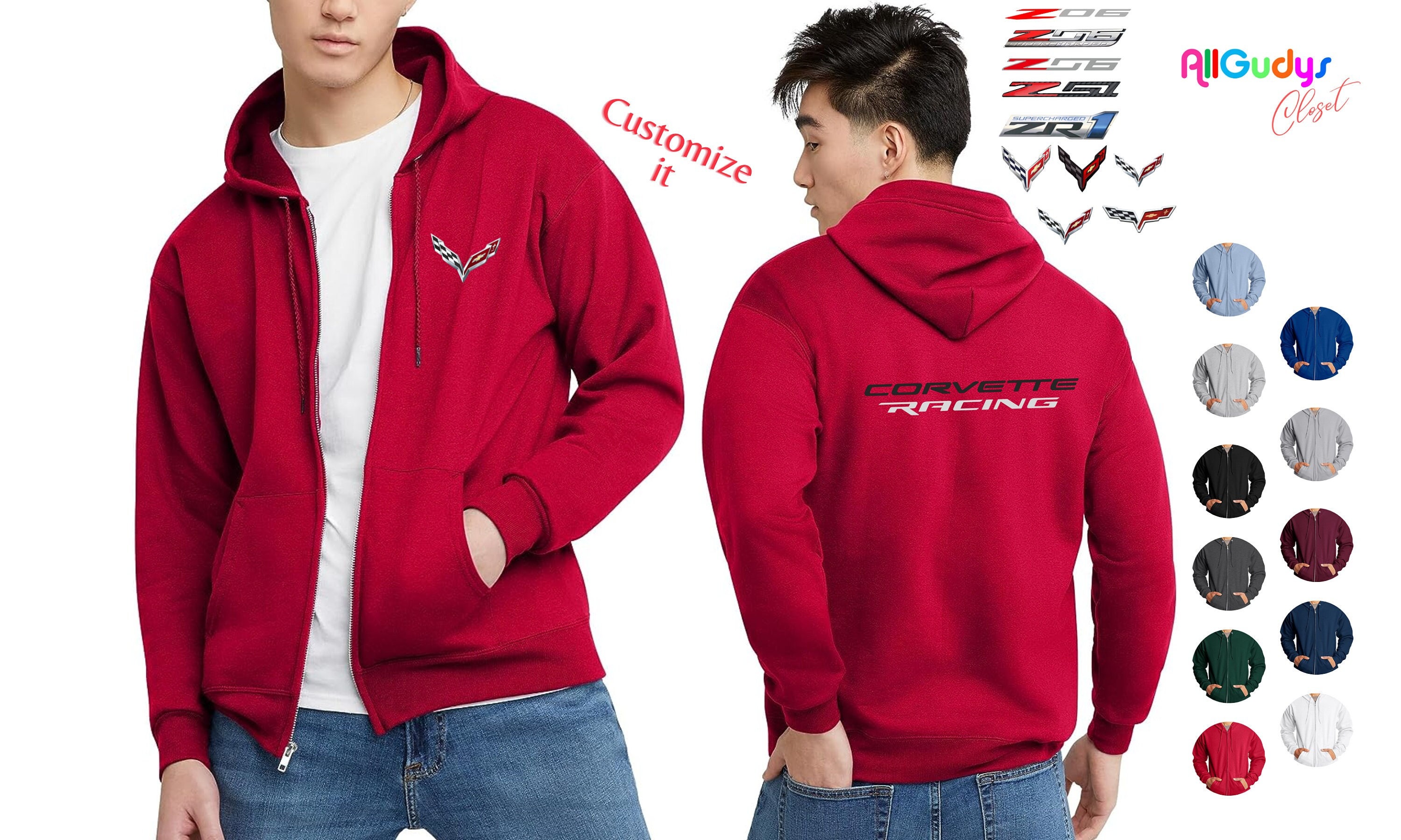 Corvette zippered hoodie sales