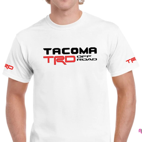 Tacoma TRD Off Road T-Shirt TRD on both the sleeves for Toyota Tacoma on Gildan soft fabric shirts, Toyota Tacoma offroad lover shirts