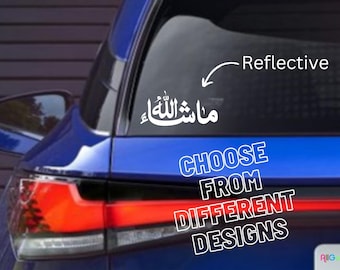 A car decal features the phrase mashallah (Author). [This figure
