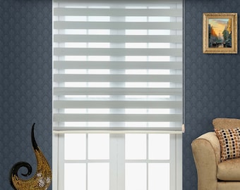 A&O Zebra Roller Blinds Dual Layer Shades Easy to Install Day and Night Window Blinds Adjustable Length