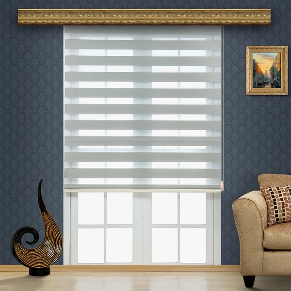 A&O Zebra Roller Blinds Dual Layer Shades Easy to Install Day and Night Window Blinds Adjustable Length