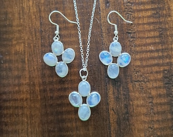 Silver Plated Moonstone Necklace, Earrings or Set