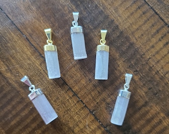 Electroplated Selenite Pendant Necklace