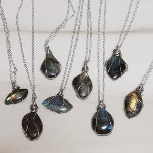 Wire-wrapped Labradorite Necklaces