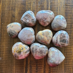 Black Moonstone Crystal Heart Palm Stone