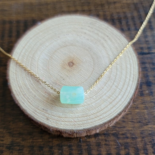 Dainty Chrysoprase Cylinder Tube Choker Layering Necklace