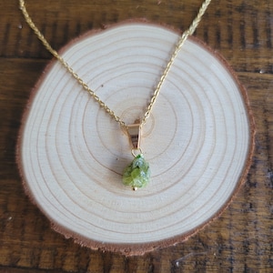 Peridot Raw Nugget Pendant Necklace