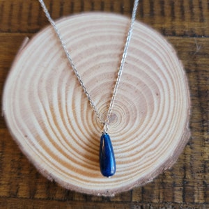 Dark Blue Apatite Dainty Teardrop Pendant Necklace
