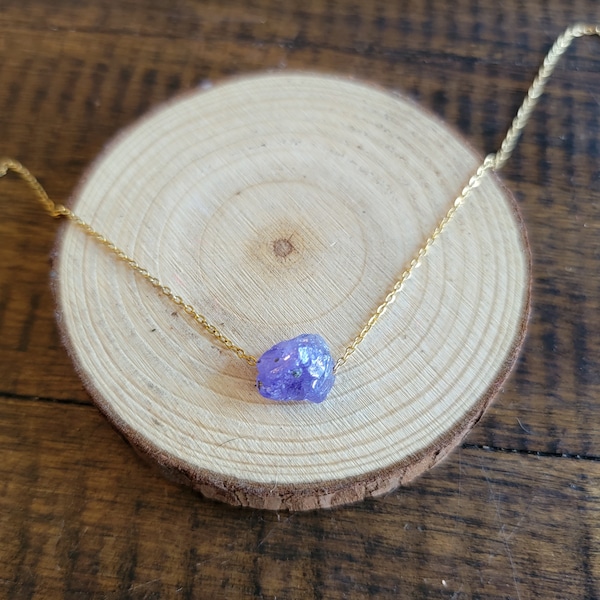 Tanzanite Raw Nugget Necklace