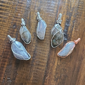 Pink and/or Purple Labradorite Wire Wrapped Cabochon