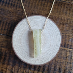 Lemon Quartz Bar Pendant Necklace