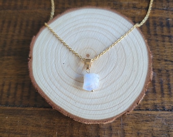 Moonstone Raw Nugget Pendant Necklace