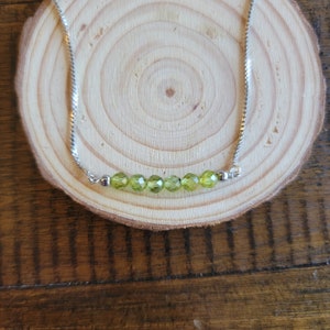 Peridot August Birthstone Faceted Crystal Dainty Necklace or Bracelet