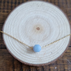 Dainty Angelite Faceted Prism Choker Layering Necklace