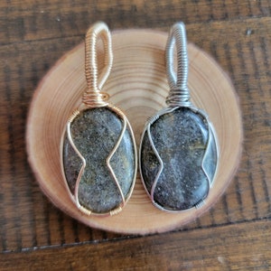 Black Sunstone Wire Wrapped Cabochon Pendant Necklace