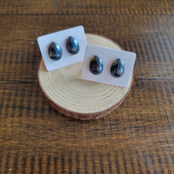 Hematite Tear Drop stud earrings