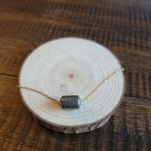 Dainty Pyrite Cylinder Tube Choker Layering Necklace
