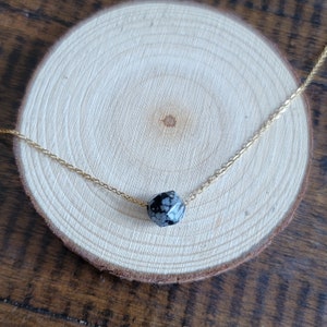 Dainty Snowflake Obsidian Choker Layering Necklace