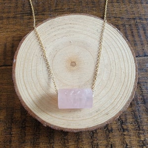 Dainty Rose Quartz Cylinder Tube Choker Layering Necklace
