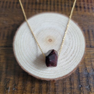 Garnet Faceted Nugget Pendant Necklace