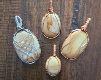 Picture Jasper Wire Wrapped Cabochon Pendant