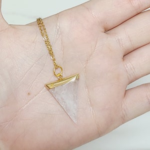 Clear Quartz Triangle Pendant Necklace