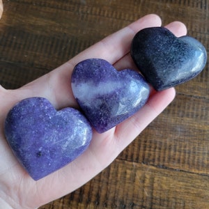 Lepidolite Crystal Heart Palm Stone