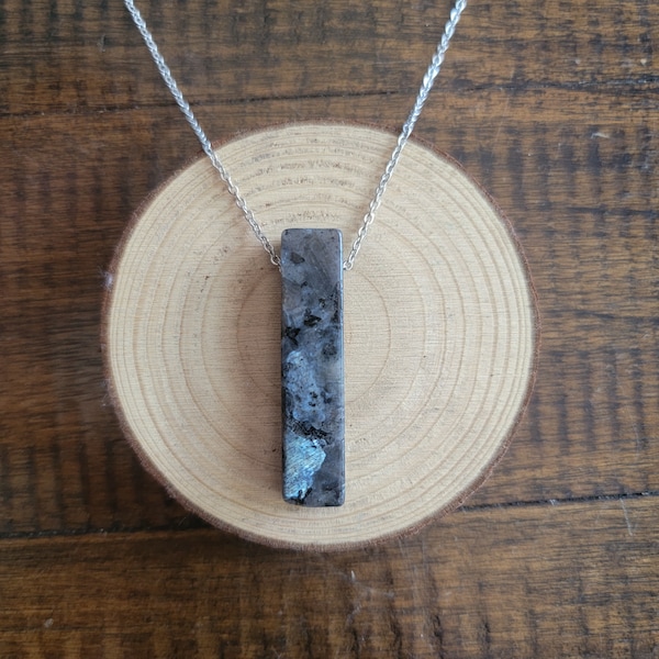 Larvikite Bar Pendant Necklace