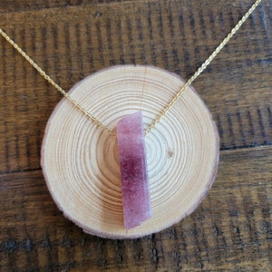 Strawberry Quartz Bar Pendant Necklace