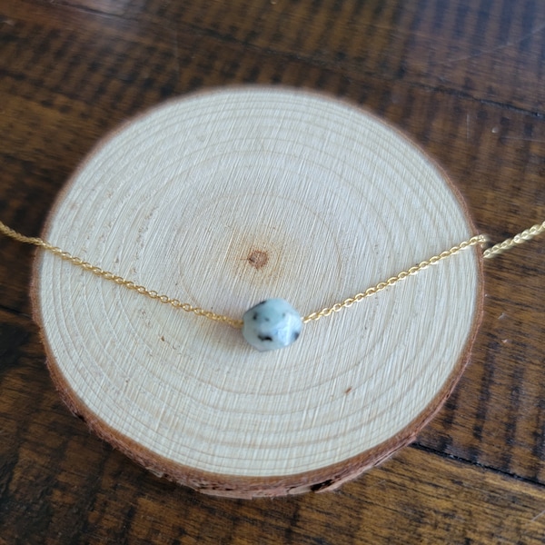 Dainty Kiwi Jasper Choker Layering Necklace