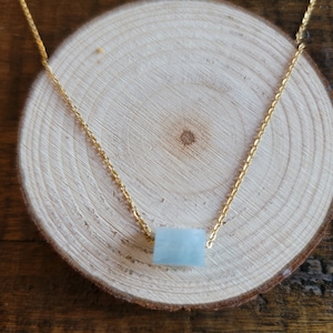 Dainty Aquamarine Cylinder Tube Choker Layering Necklace