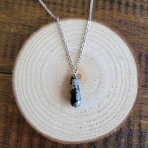Snowflake Obsidian Dainty Teardrop Pendant Necklace