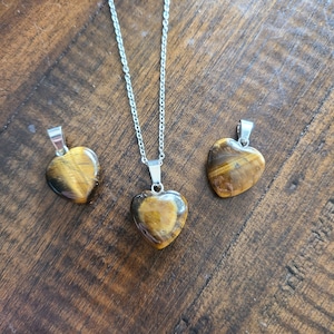 Tiger Eye Heart Stainless Steel Necklace