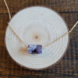 Dainty Chevron Dream Amethyst Cylinder Tube Choker Layering Necklace