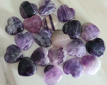Purple Fluorite Worry Stone Palm Hearts