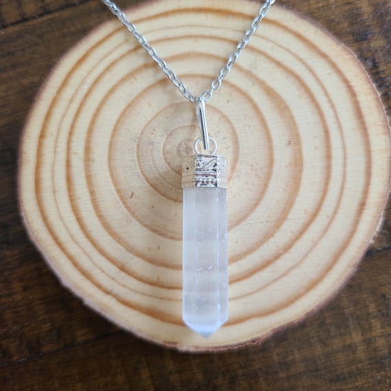 Selenite sale necklace etsy
