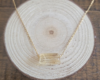 Dainty Citrine Cylinder Tube Choker Layering Necklace