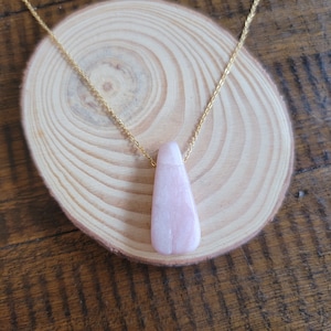 Pink Kunzite Teardrop Pendant Necklace
